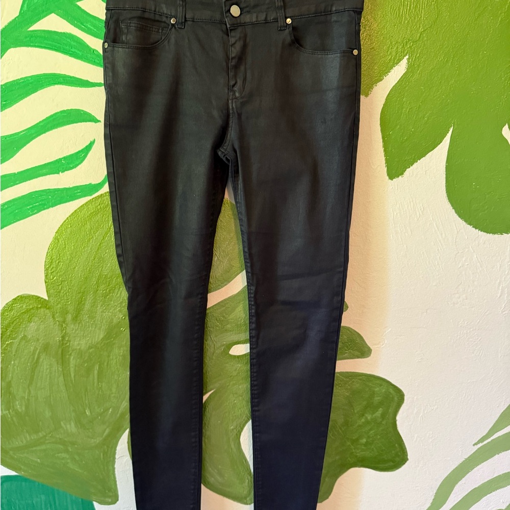 Mango Denim & Tees Black Coated Skinny Jeans